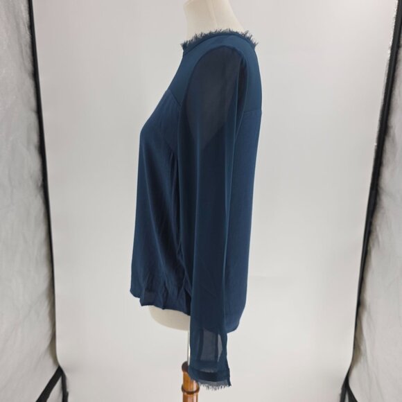 Womens H&M Sheer Long Sleeve Blouse With Frayed Edges - Picture 6 of 9